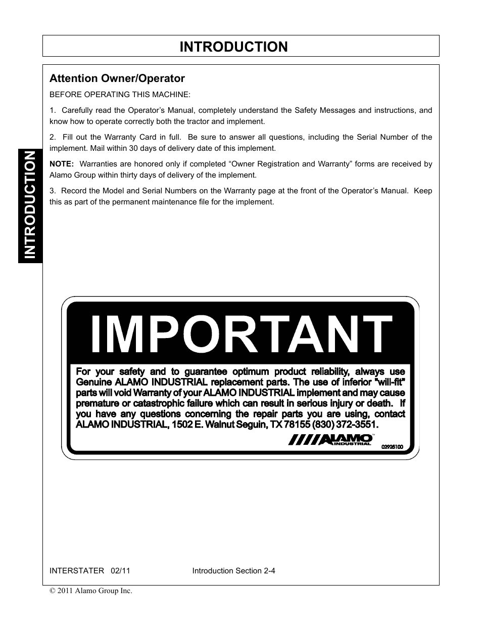 Introduction | Alamo 803213C User Manual | Page 40 / 140