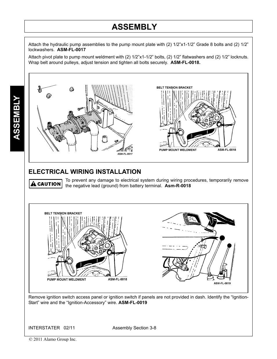 Electrical wiring installation, Electrical wiring installation -8, Assembly | Assembl y | Alamo 803213C User Manual | Page 48 / 140