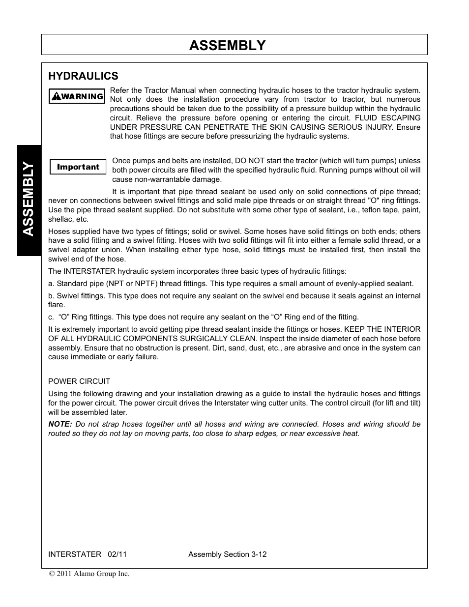 Hydraulics, Hydraulics -12, Assembly | Assembl y | Alamo 803213C User Manual | Page 52 / 140