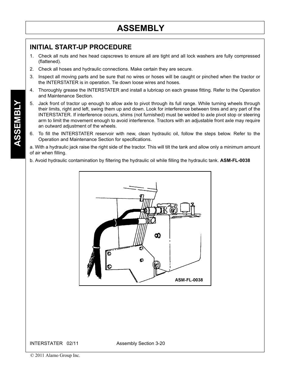 Initial start-up procedure, Initial start-up procedure -20, Assembly | Assembl y | Alamo 803213C User Manual | Page 60 / 140