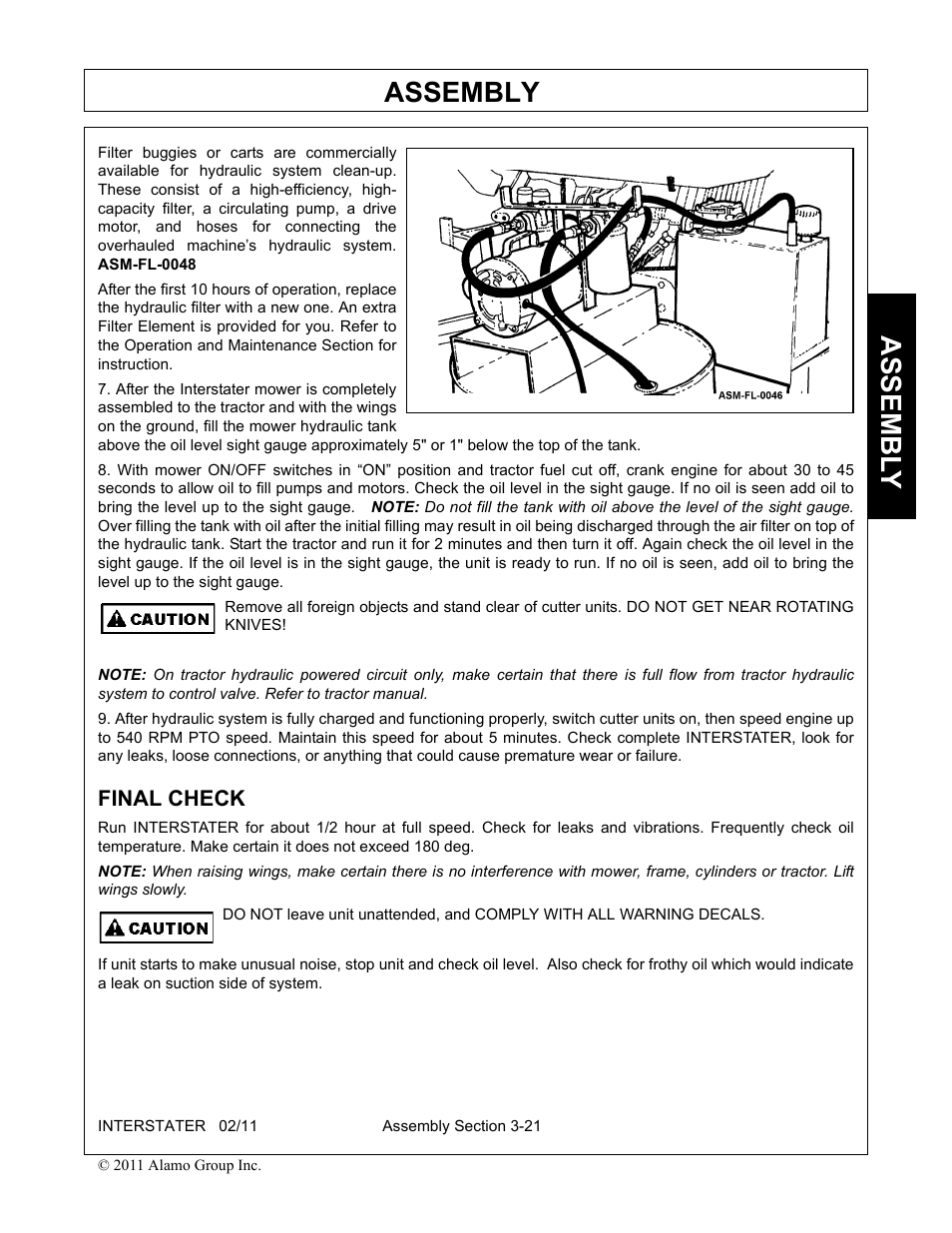 Final check, Final check -21, Assembly | Assembl y | Alamo 803213C User Manual | Page 61 / 140