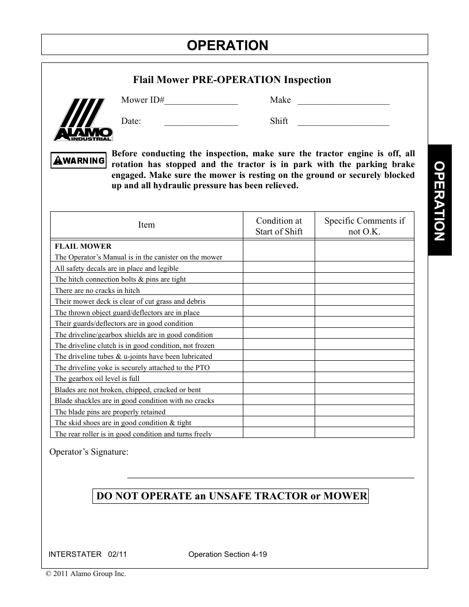 Operation, Opera t ion | Alamo 803213C User Manual | Page 85 / 140