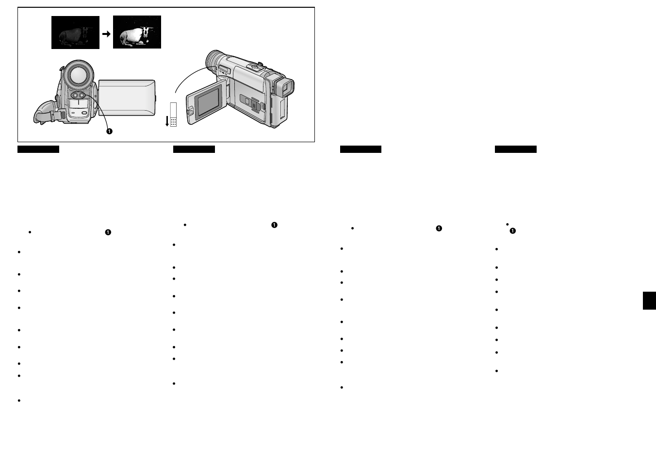 Optagelse på mørke steder uden belysning, Aufnehmen an orten ohne jegliche beleuchtung | Panasonic NVVZ1EG User Manual | Page 51 / 89