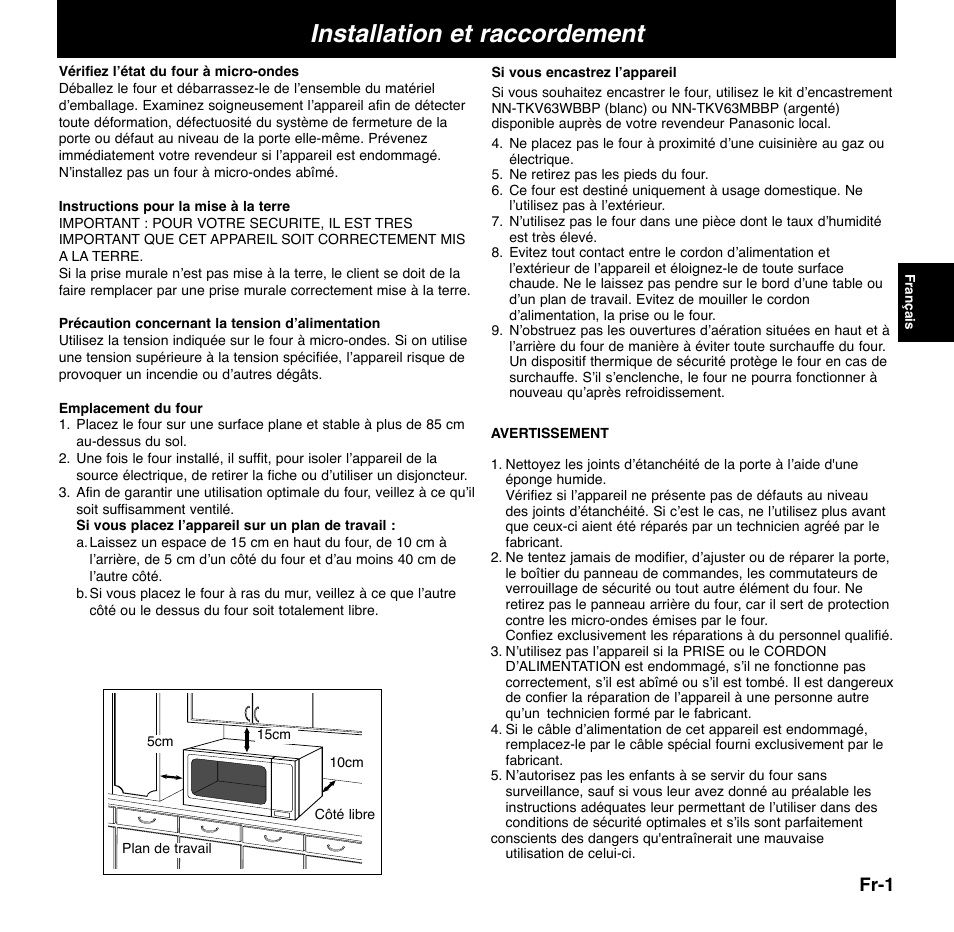 Sd456 oi french.pdf, Installation et raccordement, Fr-1 | Panasonic NNGD556 User Manual | Page 2 / 43