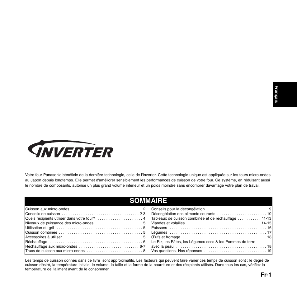 Sd456 cb french.pdf, Sommaire, Fr-1 | Panasonic NNGD556 User Manual | Page 24 / 43
