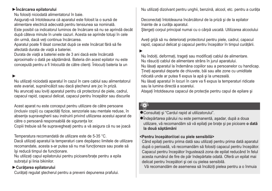 Sfaturipentrurezultateoptimelaepilat | Panasonic ESWD52 User Manual | Page 114 / 138