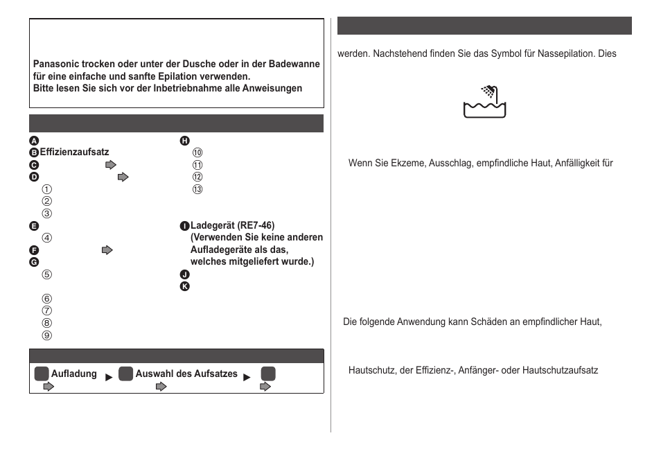 Bauteile-bezeichnungen, Wichtig | Panasonic ESWD52 User Manual | Page 12 / 138