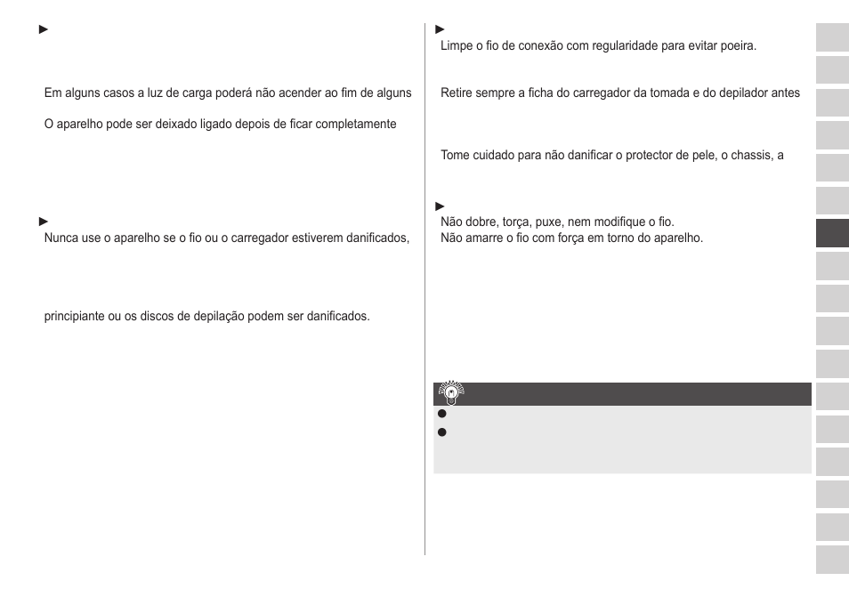 Conselhosparamelhoresresultadosdadepilação | Panasonic ESWD52 User Manual | Page 53 / 138