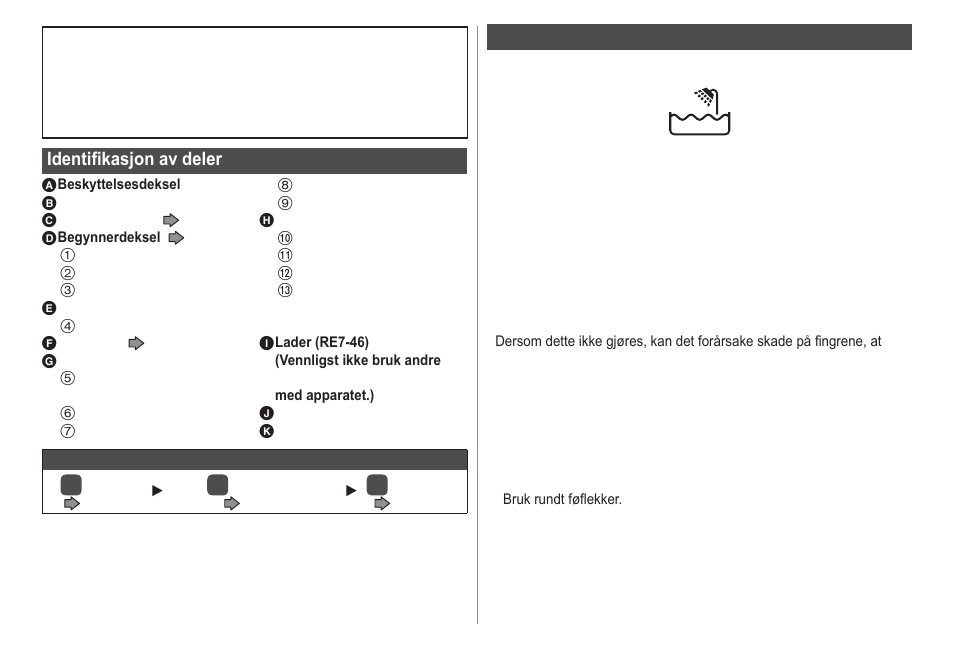 Identifikasjon av deler, Viktig | Panasonic ESWD52 User Manual | Page 60 / 138