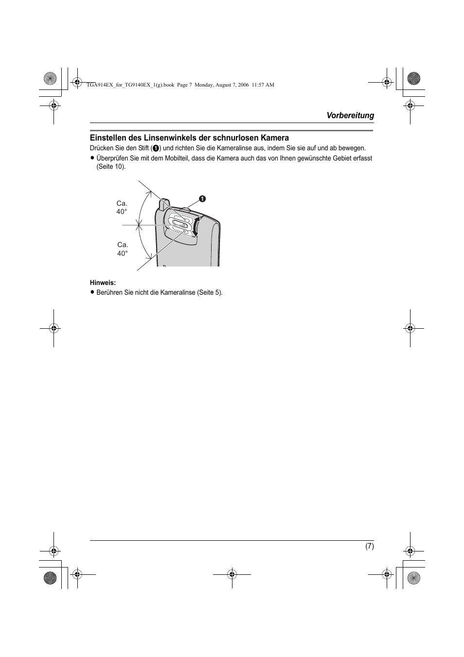 Hinweis | Panasonic KXTG9140EXX User Manual | Page 27 / 60