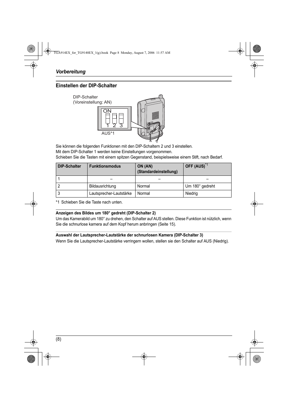 Einstellen der dip-schalter, 1 schieben sie die taste nach unten | Panasonic KXTG9140EXX User Manual | Page 28 / 60