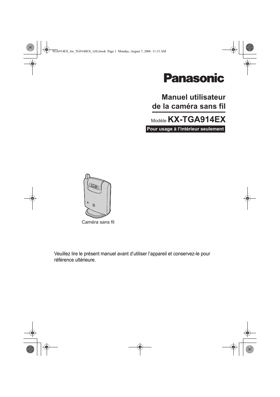 Kx-tga914ex, Manuel utilisateur de la caméra sans fil | Panasonic KXTG9140EXX User Manual | Page 41 / 60