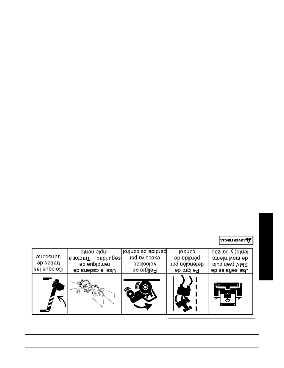 Seguridad, Riesgos en transporte | Alamo 284 User Manual | Page 119 / 136