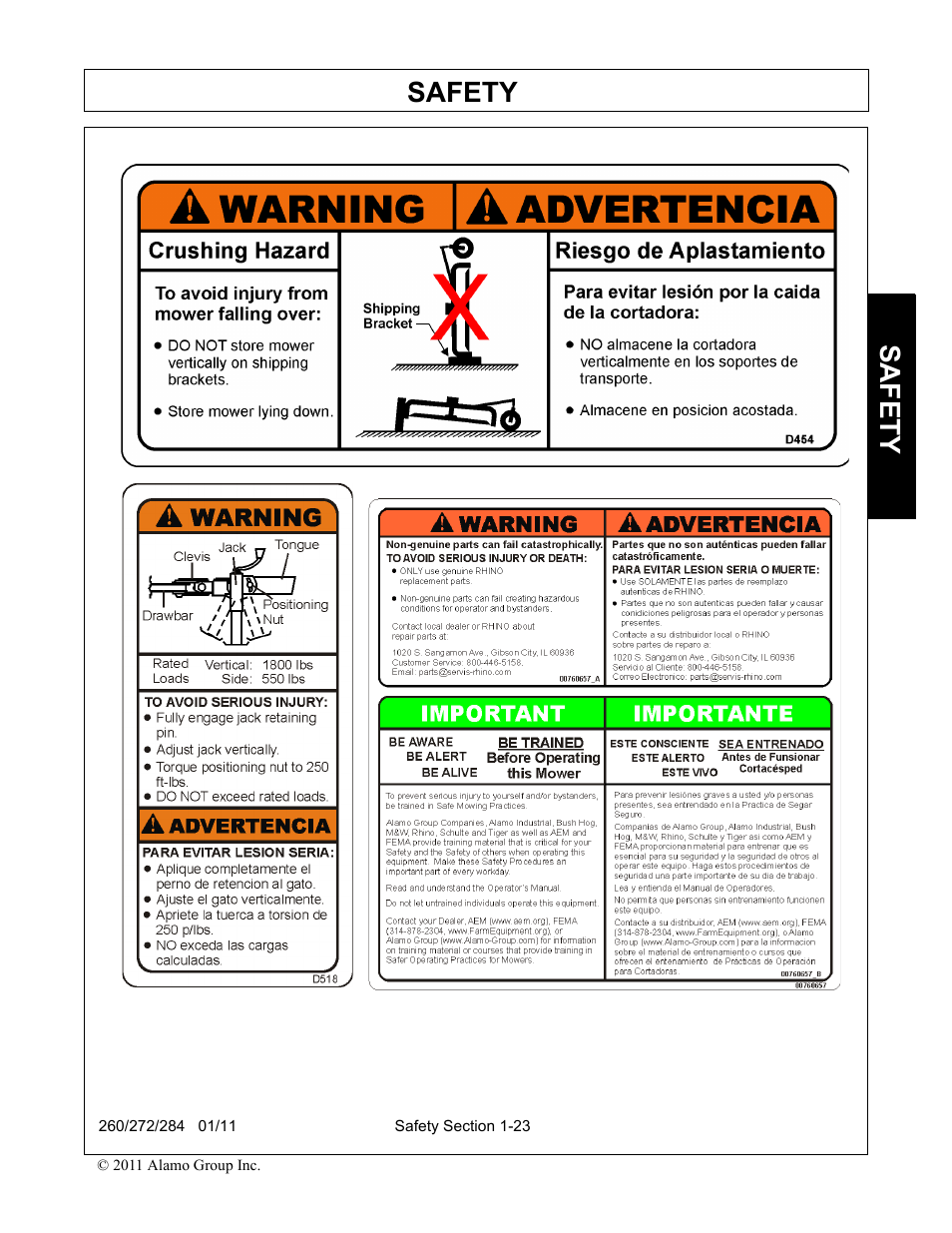 Safety | Alamo 284 User Manual | Page 33 / 136