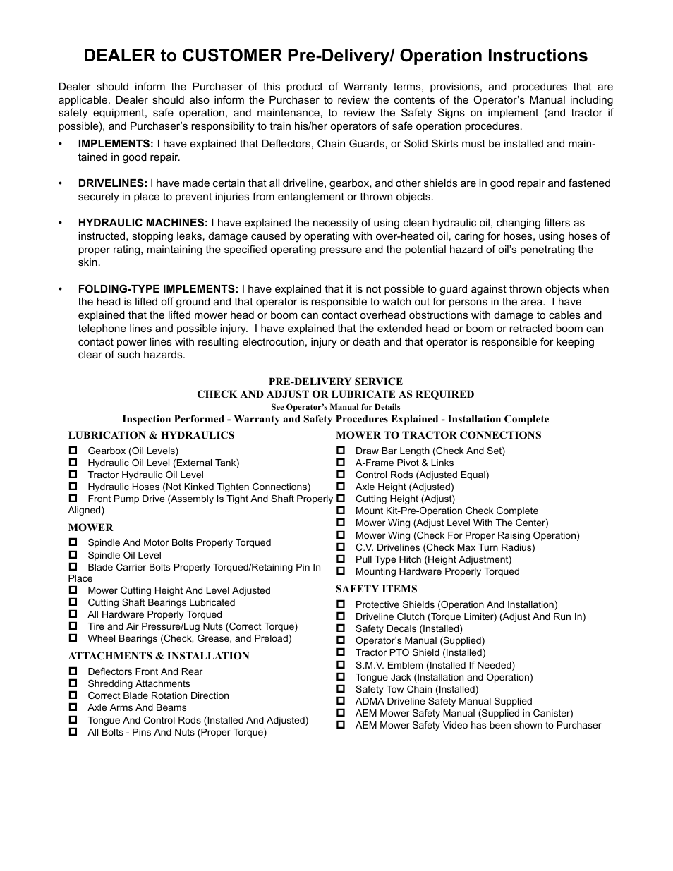 Lubrication & hydraulics, Mower, Attachments & installation | Mower to tractor connections, Safety items | Alamo 284 User Manual | Page 5 / 136