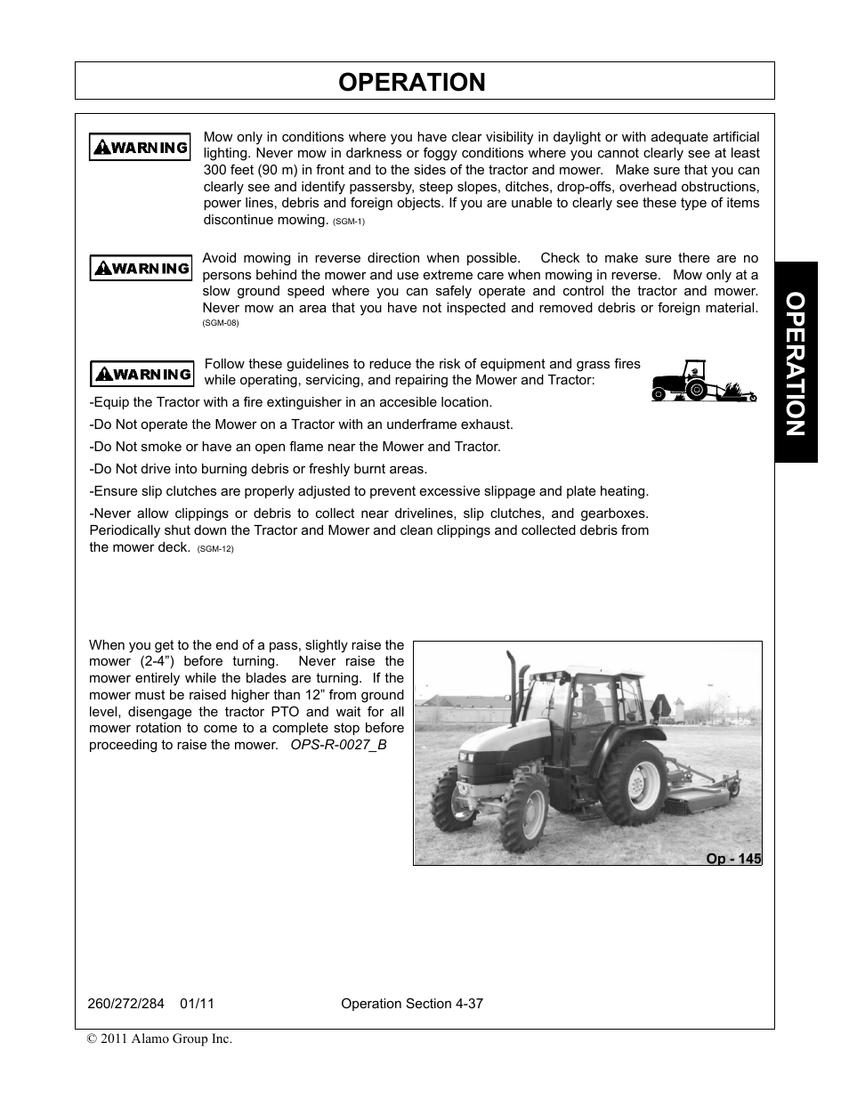 Operation, Opera t ion | Alamo 284 User Manual | Page 89 / 136