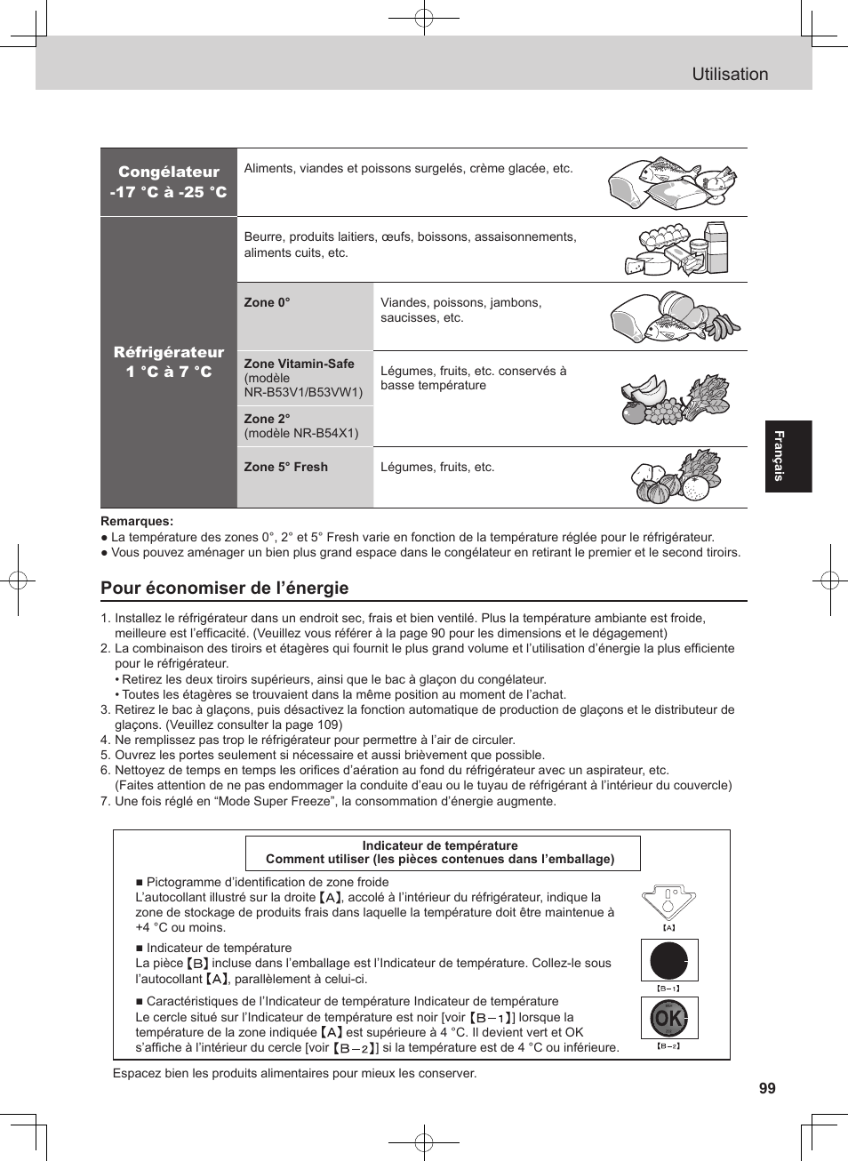 Utilisation, Pour économiser de l’énergie | Panasonic NRB53VW1 User Manual | Page 15 / 31