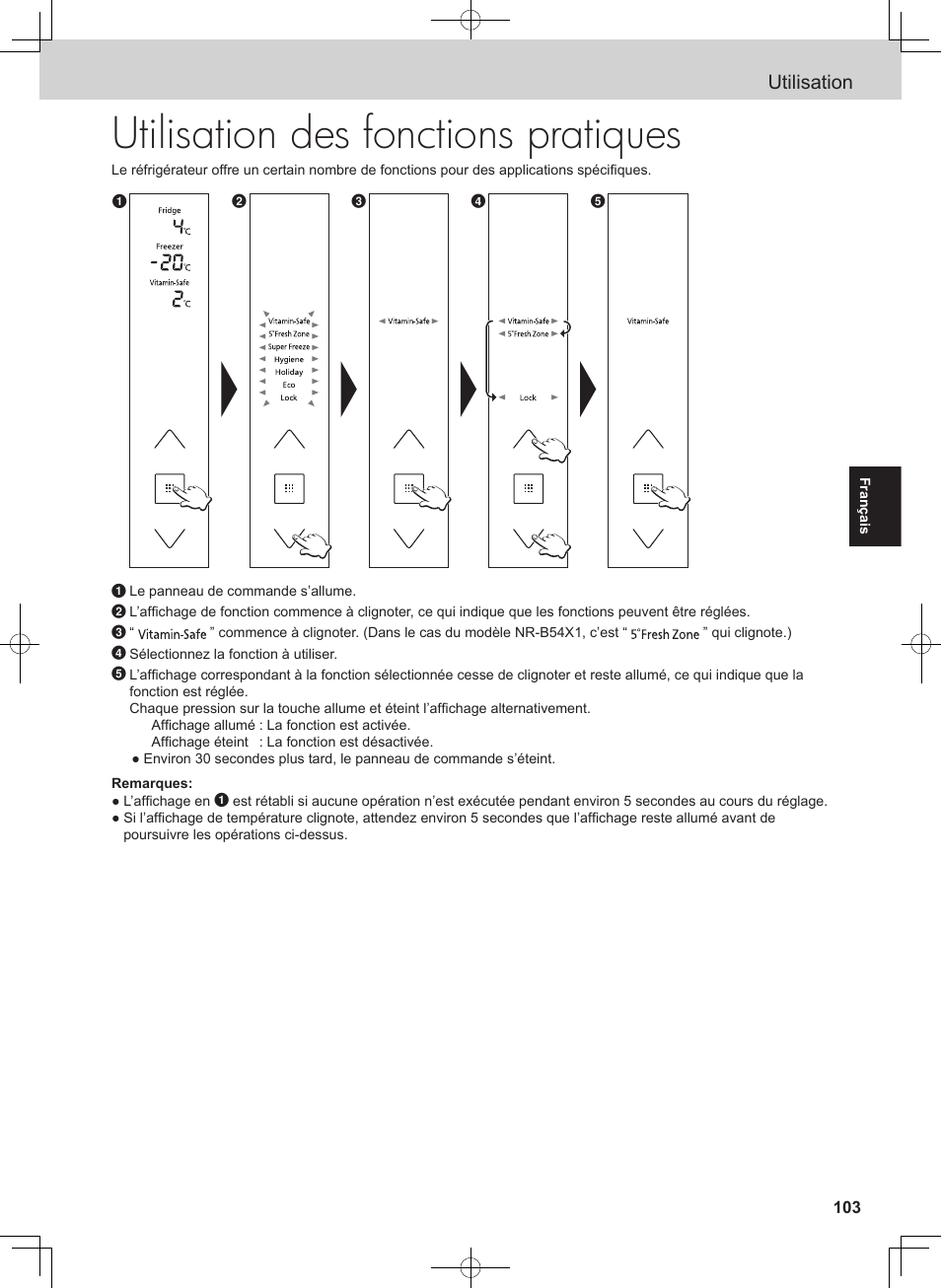 Utilisation des fonctions pratiques, Utilisation | Panasonic NRB53VW1 User Manual | Page 19 / 31