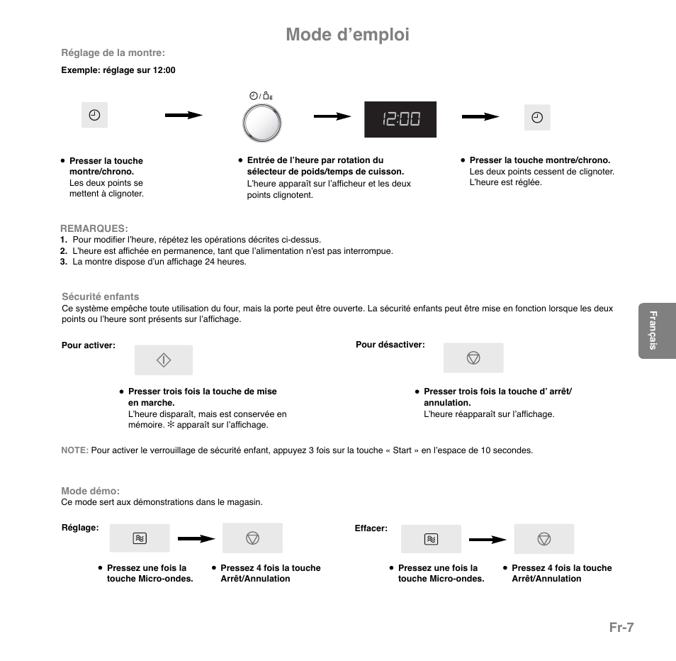 Mode dʼemploi, Fr-7 | Panasonic NNGD559WWPG User Manual | Page 8 / 40
