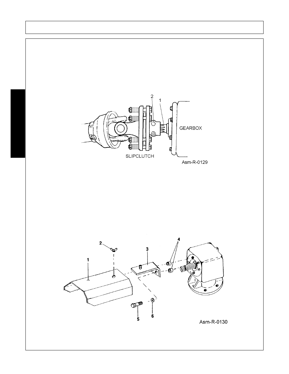 Driveline attachment (figure asm-r-0129), Slipclutch shield assembly (figure asm-r-0130), Assembly | Assembl y | Alamo A84B User Manual | Page 88 / 148