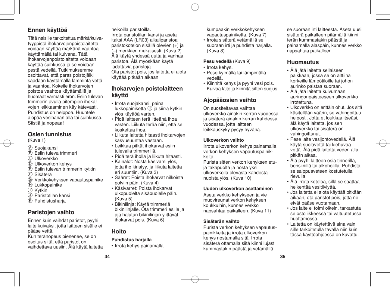 Panasonic ES2235 User Manual | Page 18 / 23