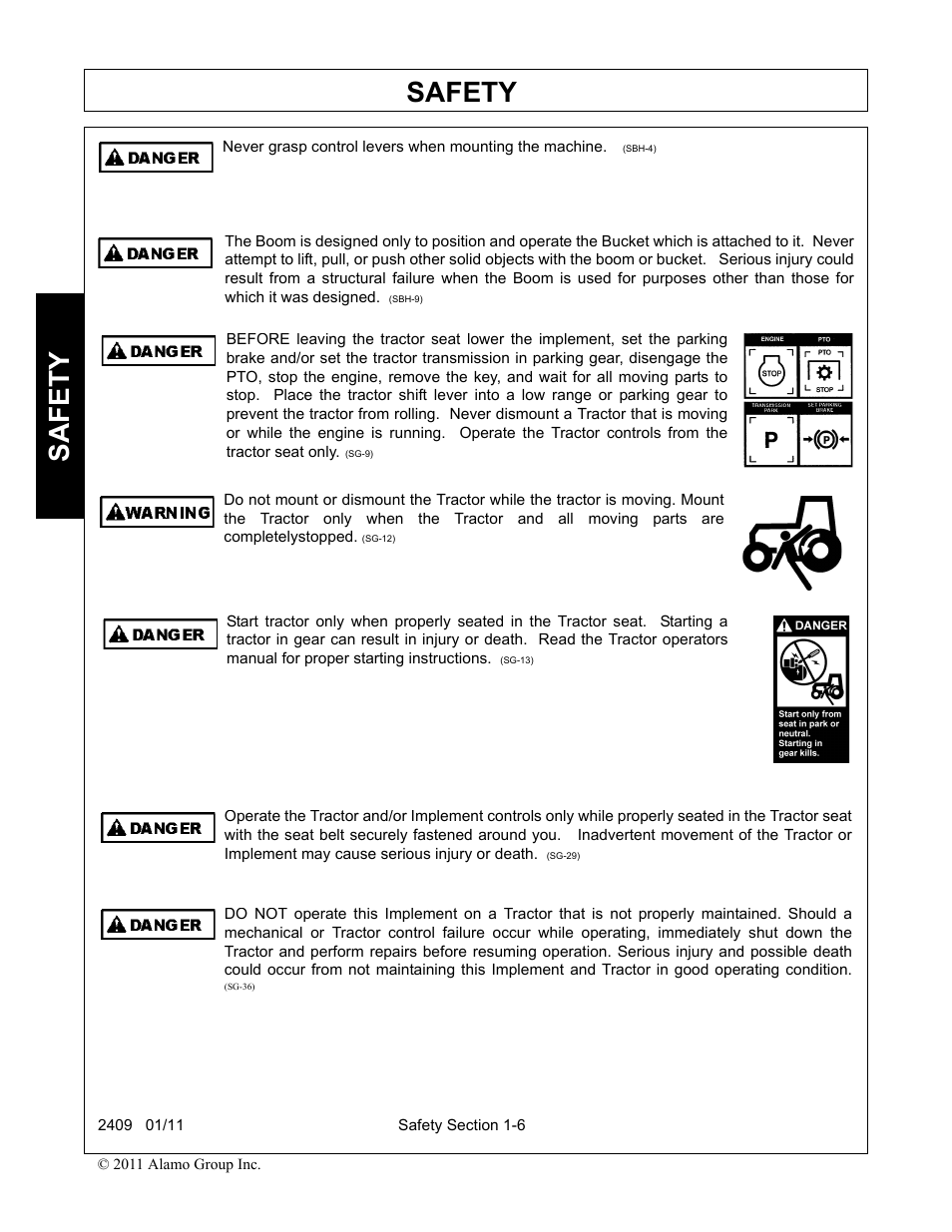 Safety | Alamo RHINO 2409 User Manual | Page 10 / 106