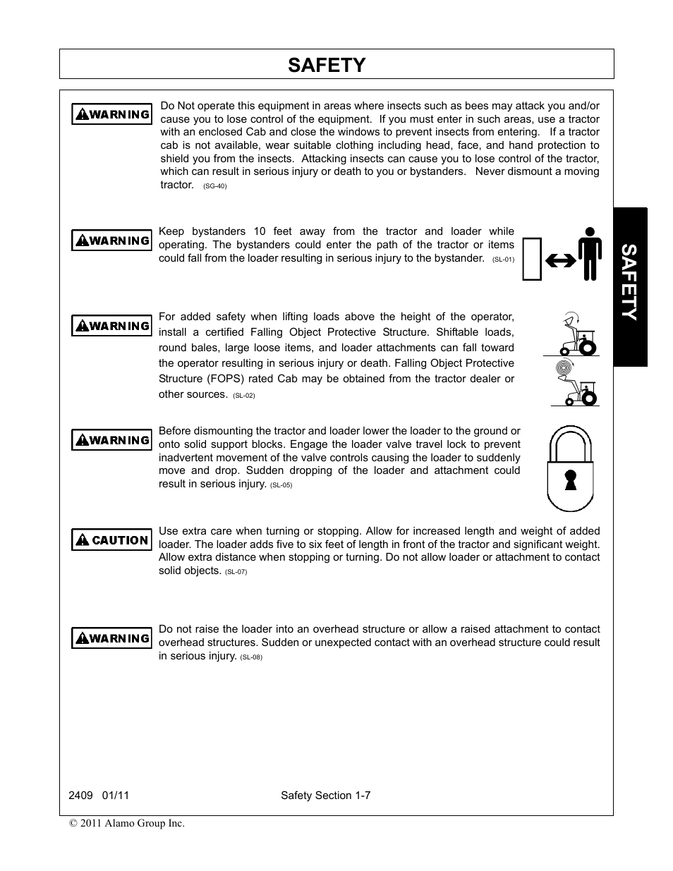 Safety | Alamo RHINO 2409 User Manual | Page 11 / 106