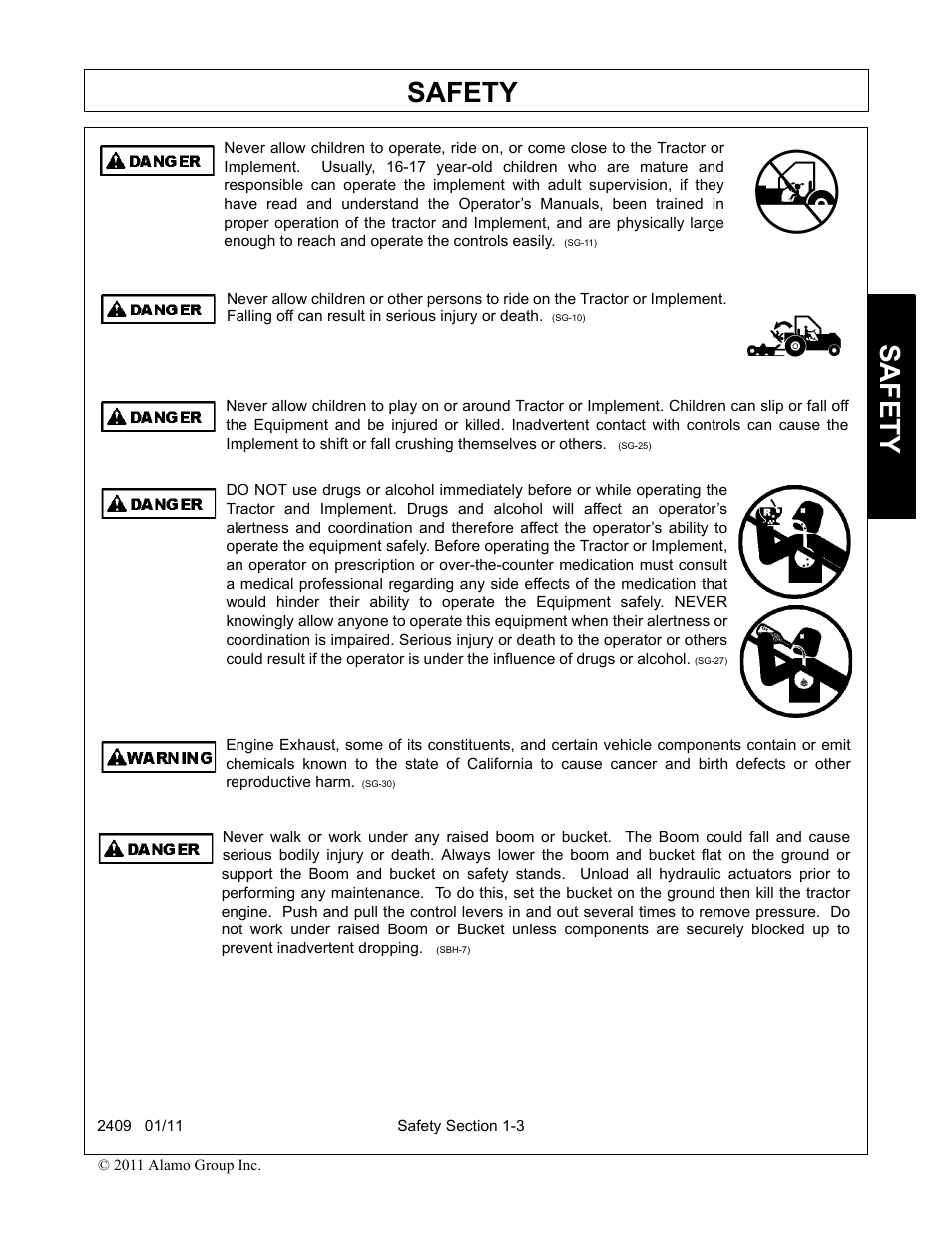 Safety | Alamo RHINO 2409 User Manual | Page 7 / 106