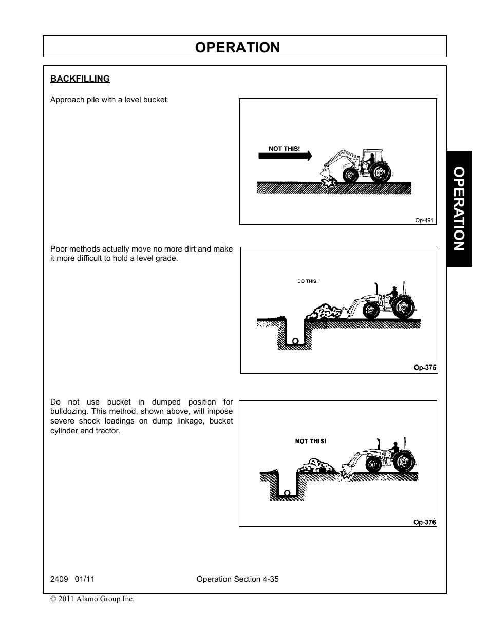 Backfilling, Operation, Opera t ion | Alamo RHINO 2409 User Manual | Page 81 / 106