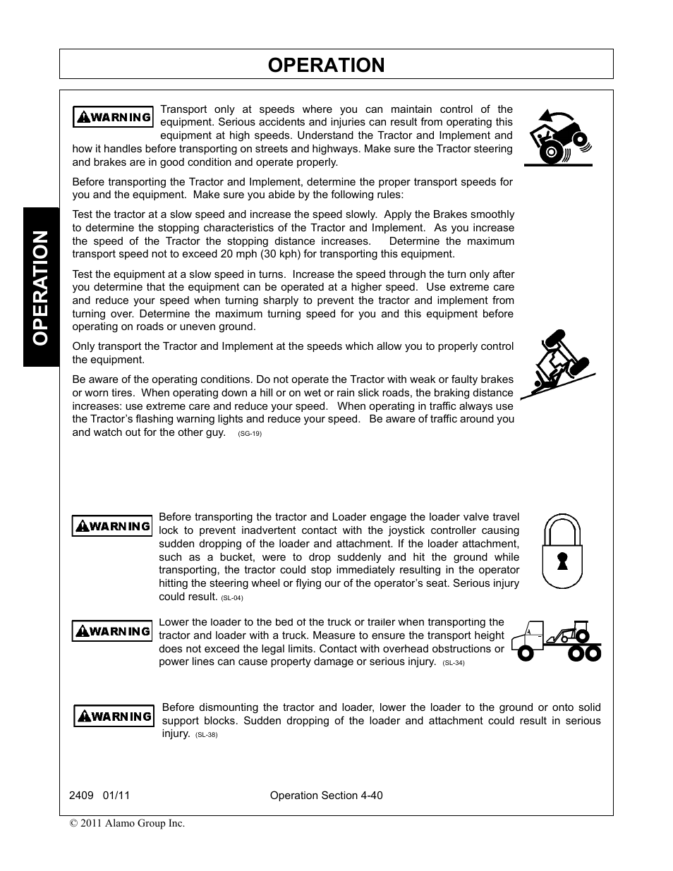 Operation, Opera t ion | Alamo RHINO 2409 User Manual | Page 86 / 106