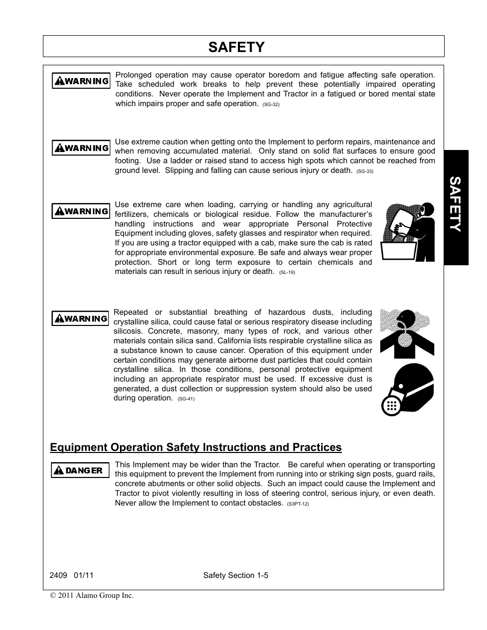 Safety | Alamo RHINO 2409 User Manual | Page 9 / 106