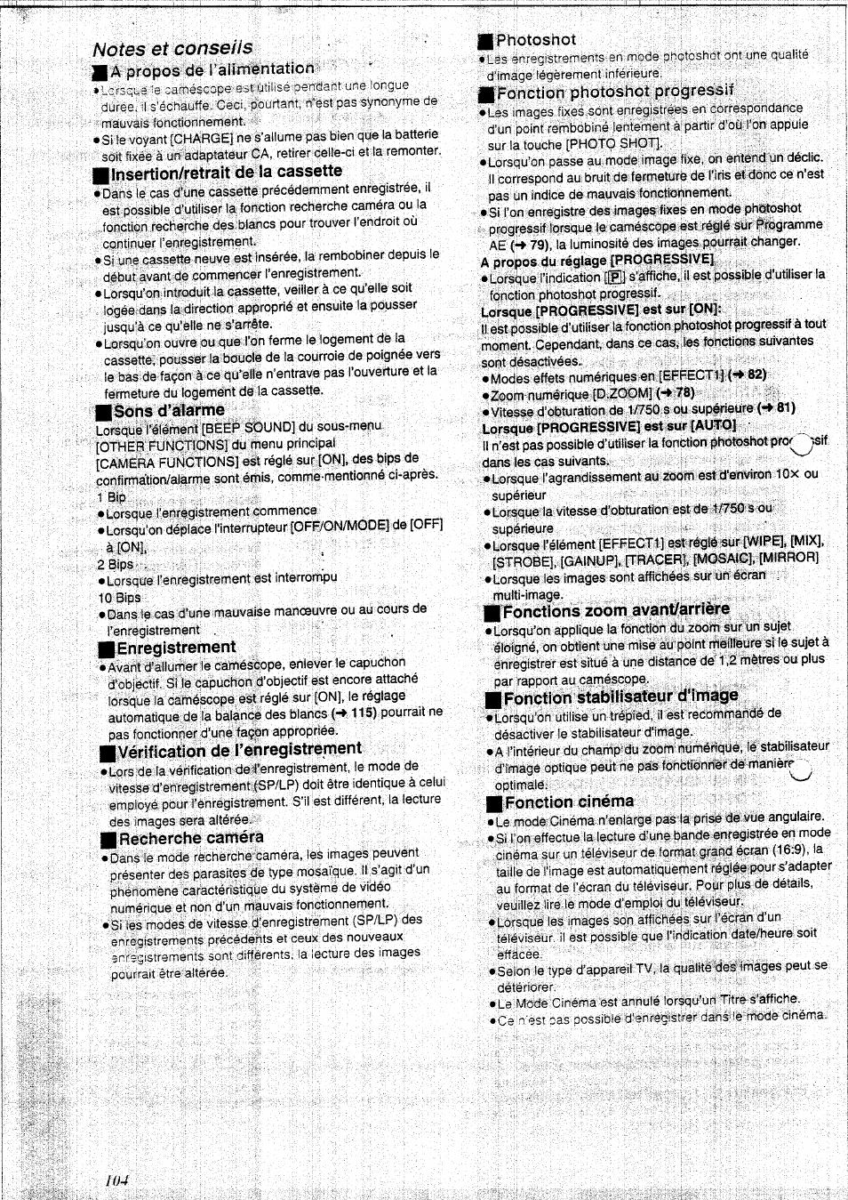 Notes et conseils | Panasonic NVEX21EG User Manual | Page 48 / 64