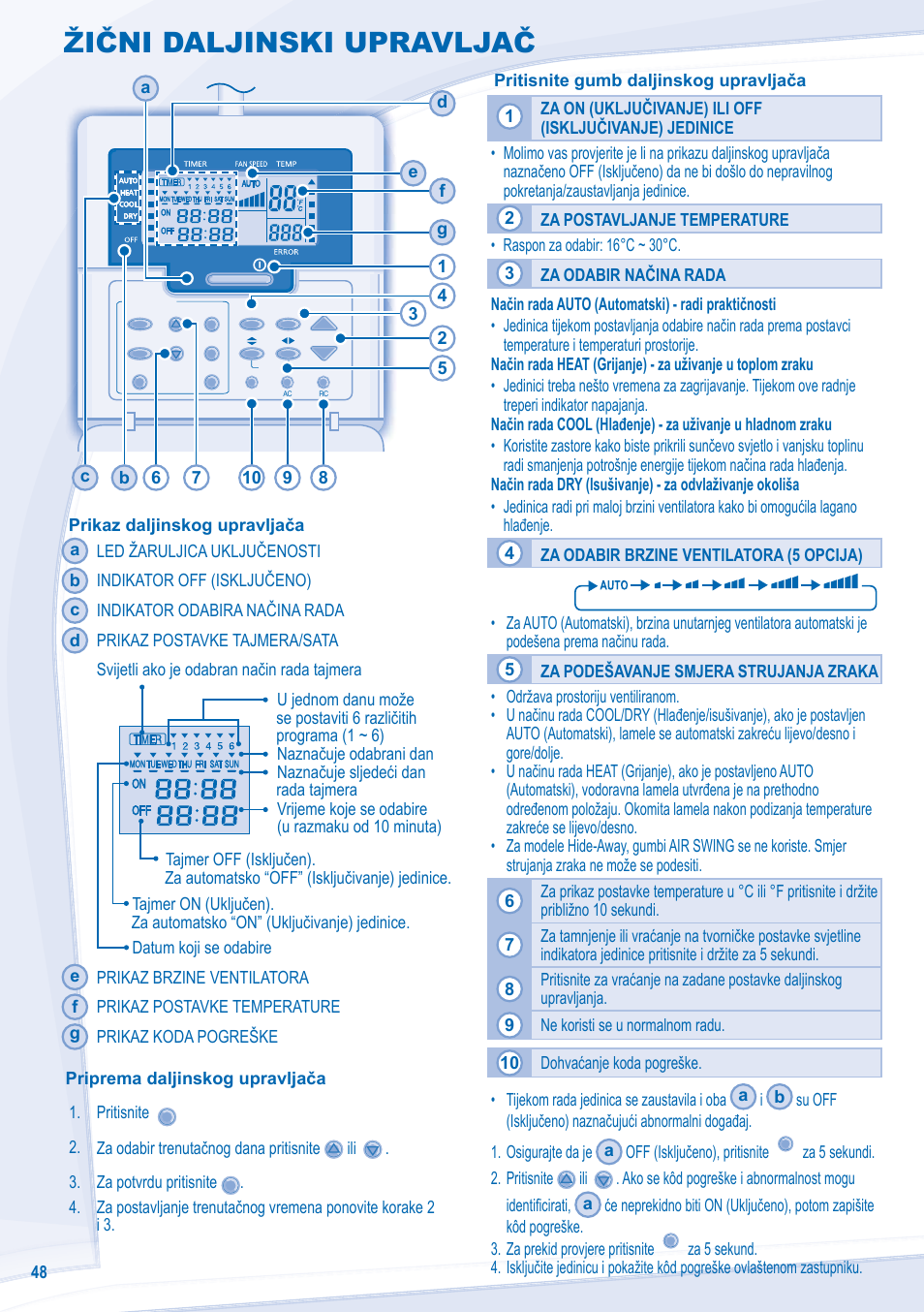 Žični daljinski upravljač | Panasonic CZRD514C User Manual | Page 48 / 56