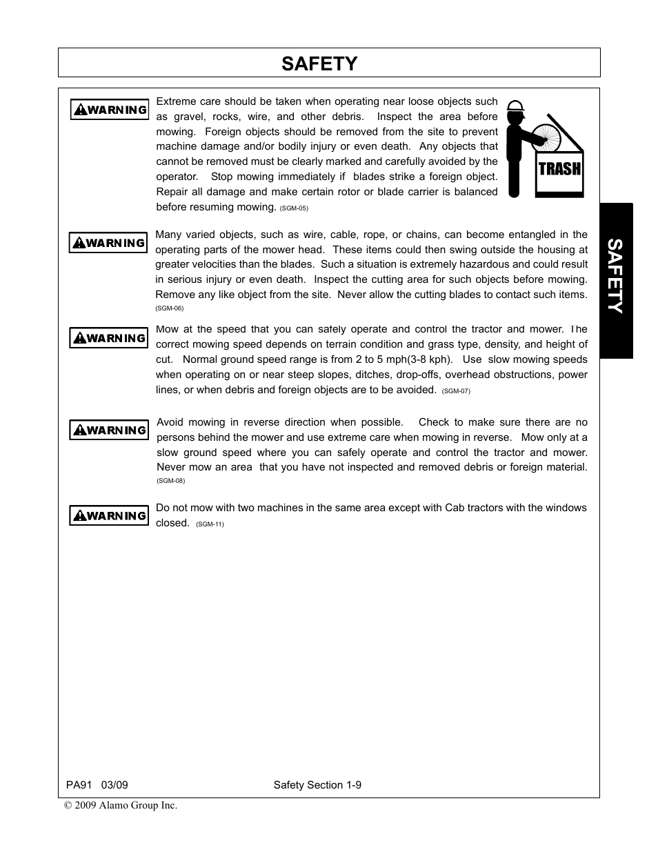 Safety | Alamo 7191852C User Manual | Page 17 / 110