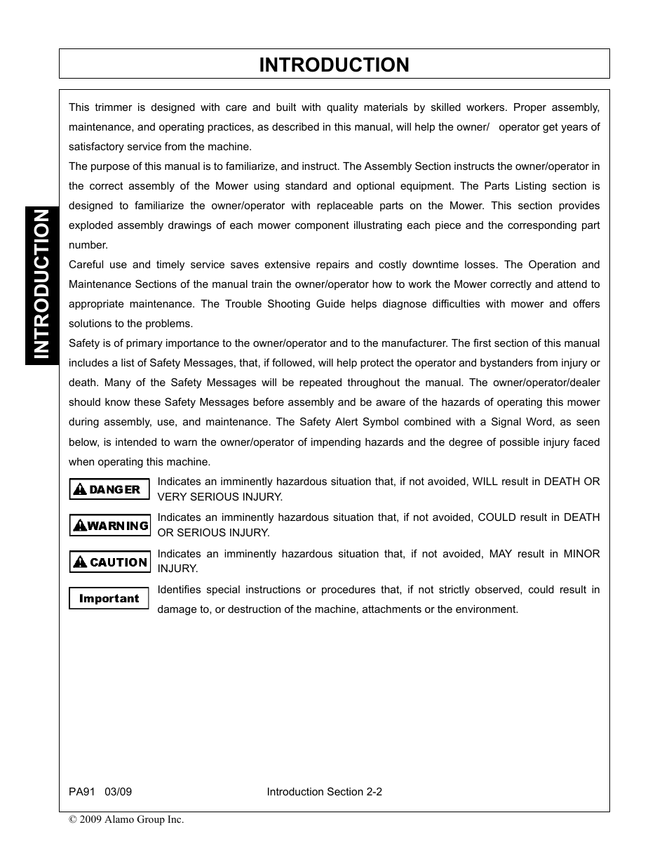 Introduction | Alamo 7191852C User Manual | Page 38 / 110