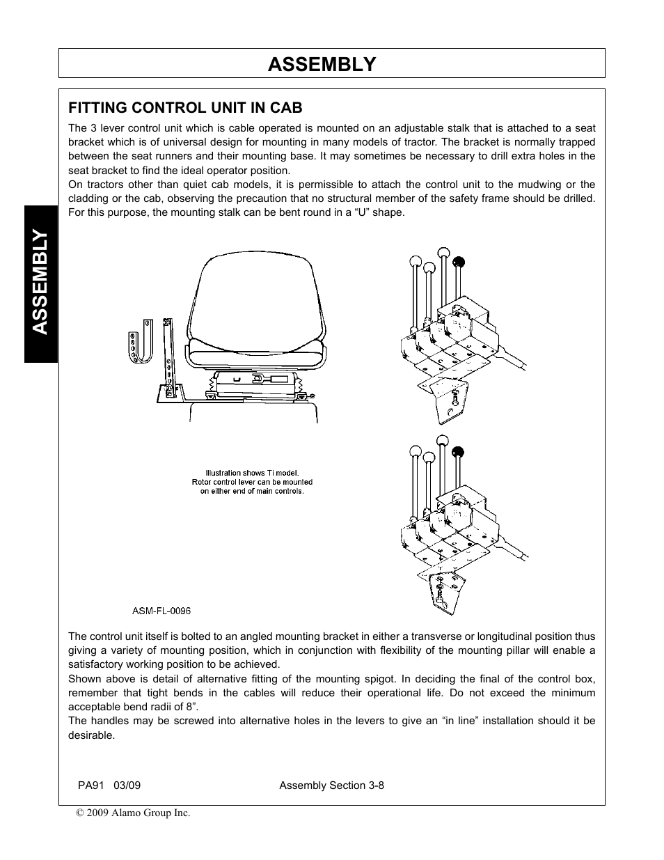 Fitting control unit in cab, Fitting control unit in cab -8, Assembly | Assembl y | Alamo 7191852C User Manual | Page 48 / 110