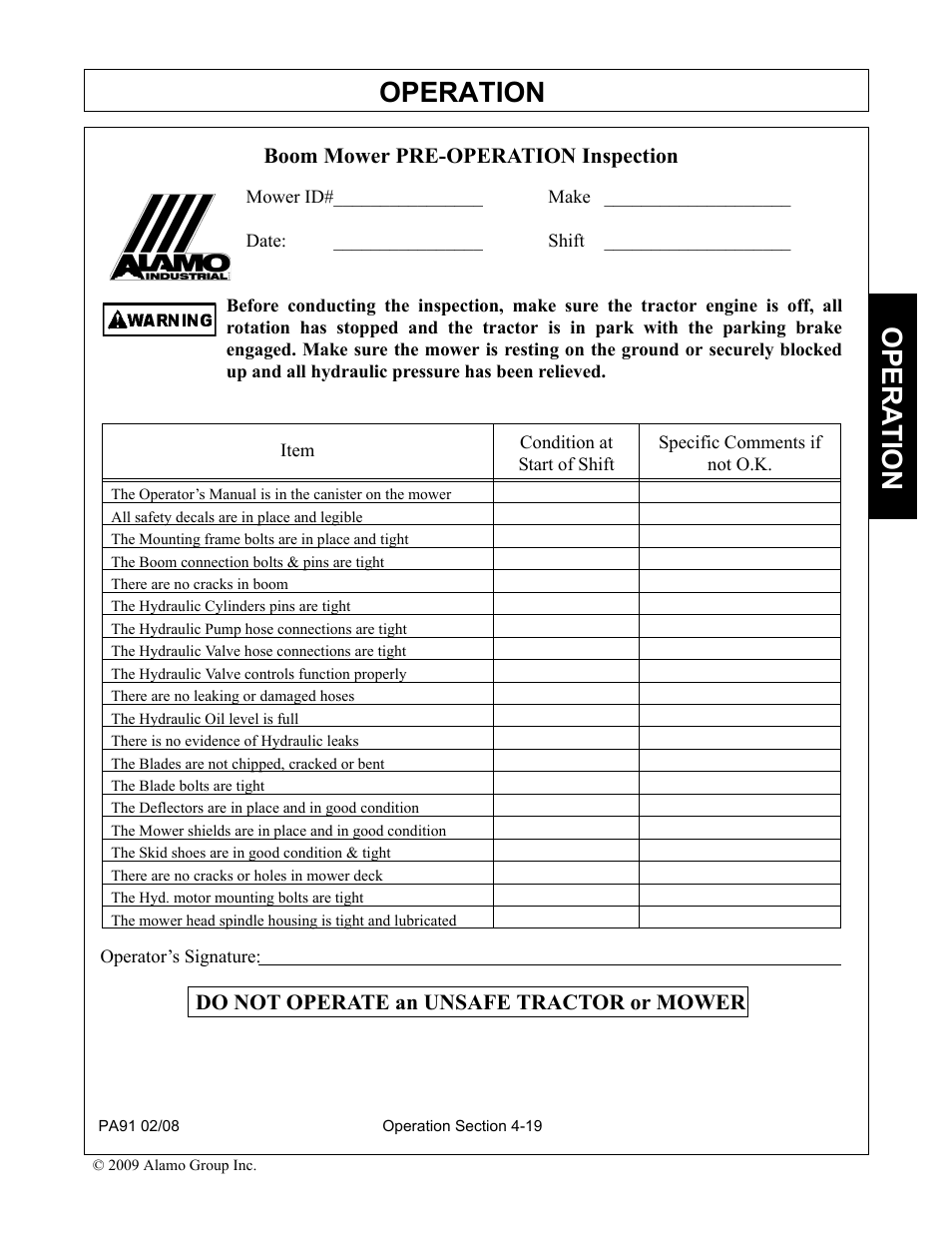 Operation, Opera t ion | Alamo 7191852C User Manual | Page 71 / 110