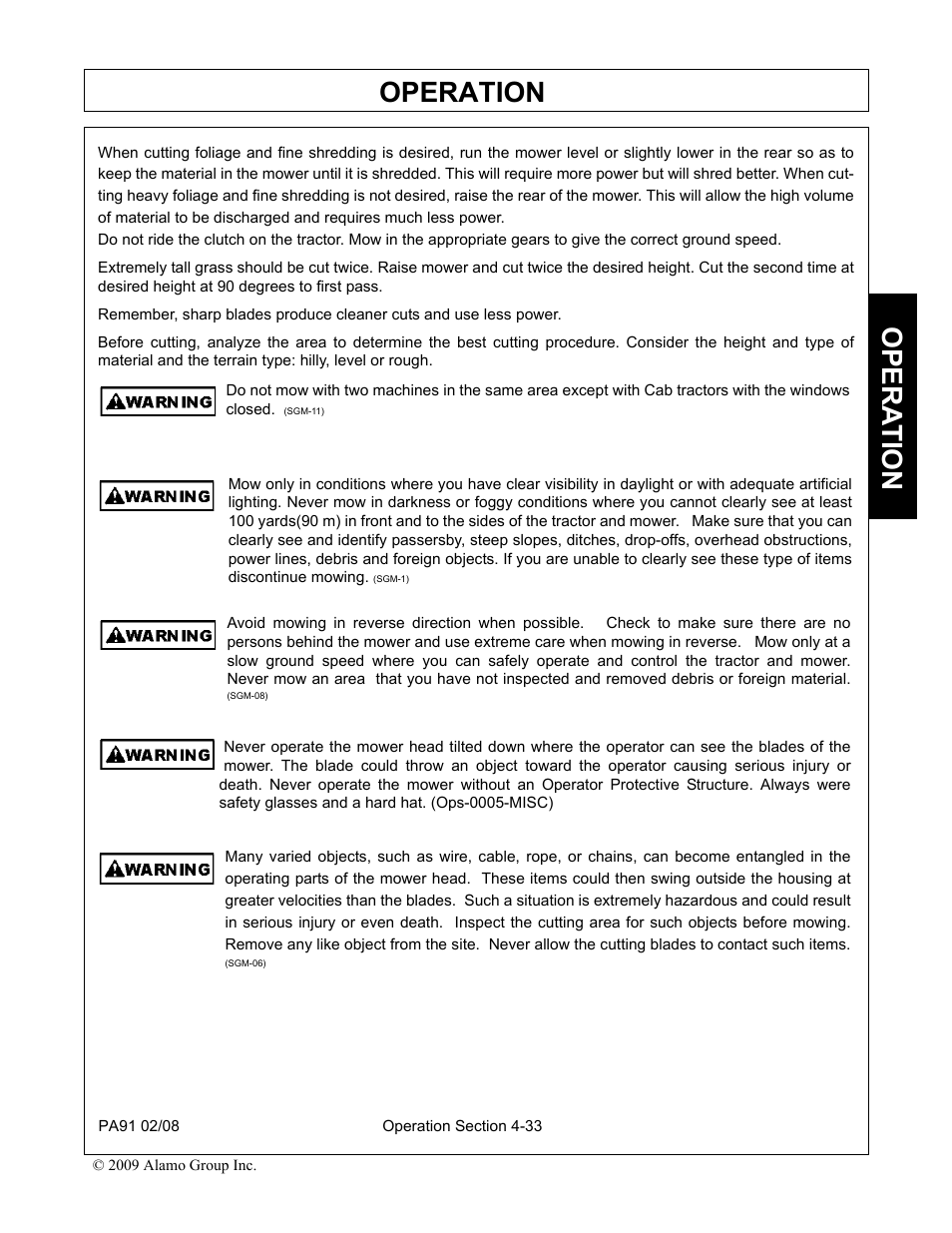 Operation, Opera t ion | Alamo 7191852C User Manual | Page 85 / 110