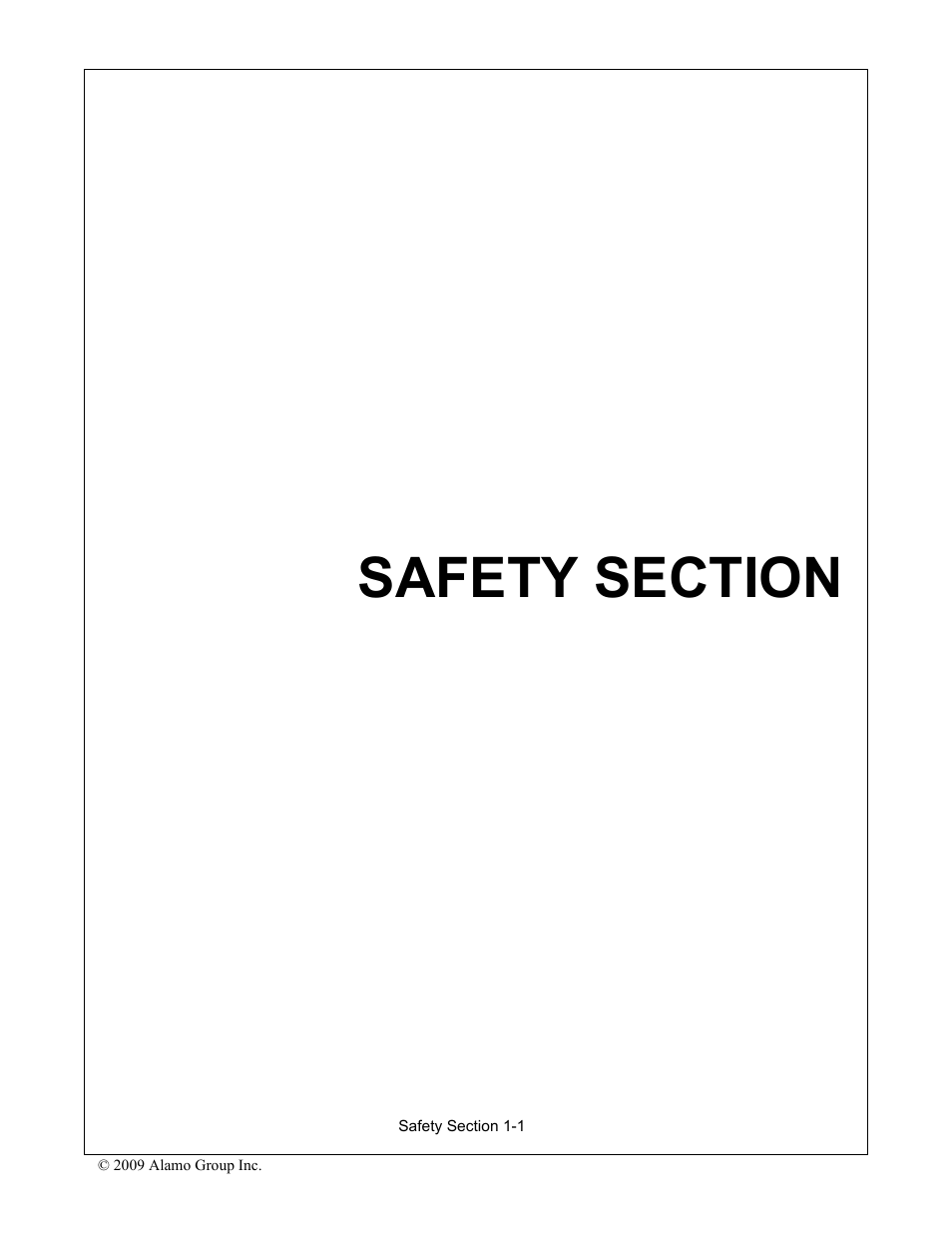 Safety section, Safety section -1 | Alamo 7191852C User Manual | Page 9 / 110