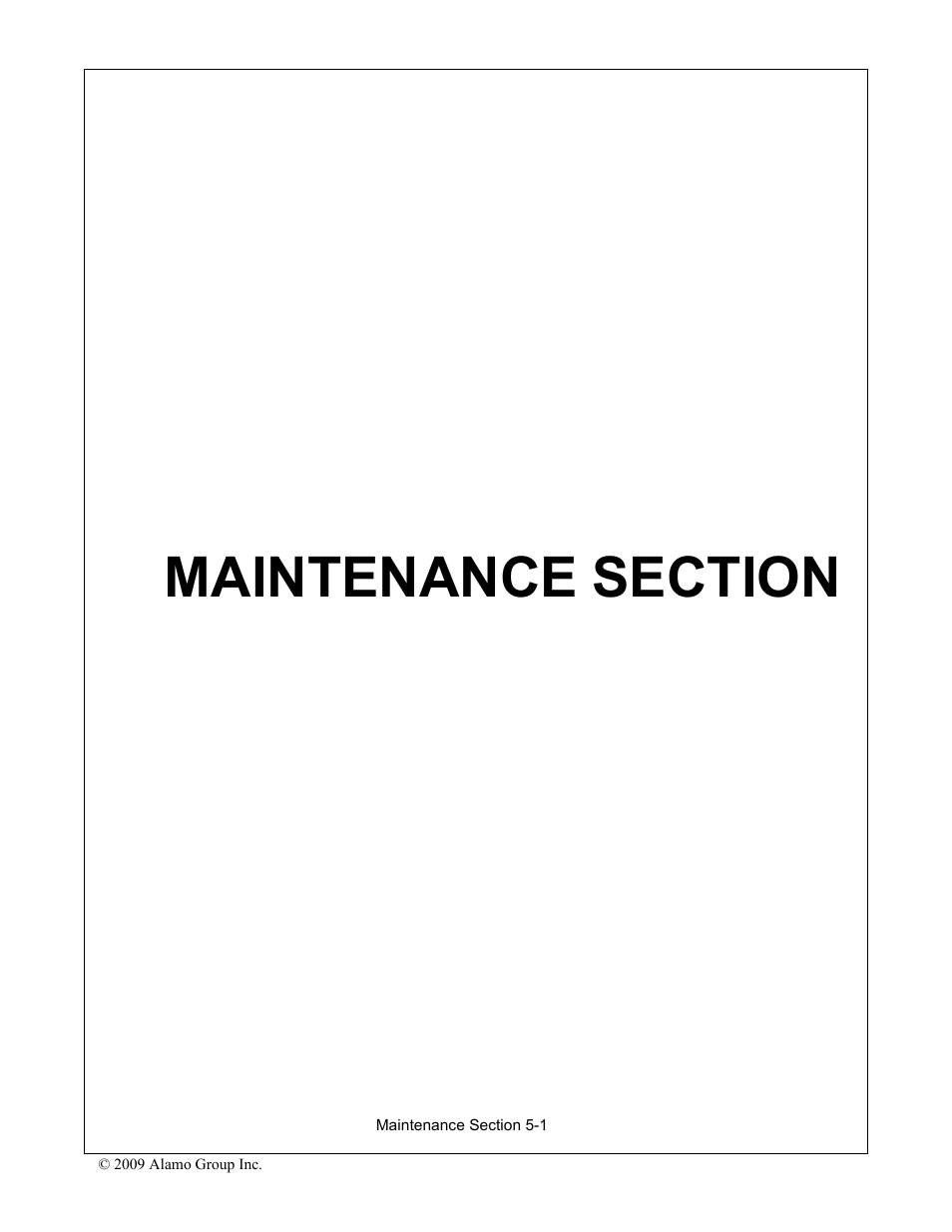 Maintenance section, Maintenance section -1 | Alamo 7191852C User Manual | Page 99 / 110