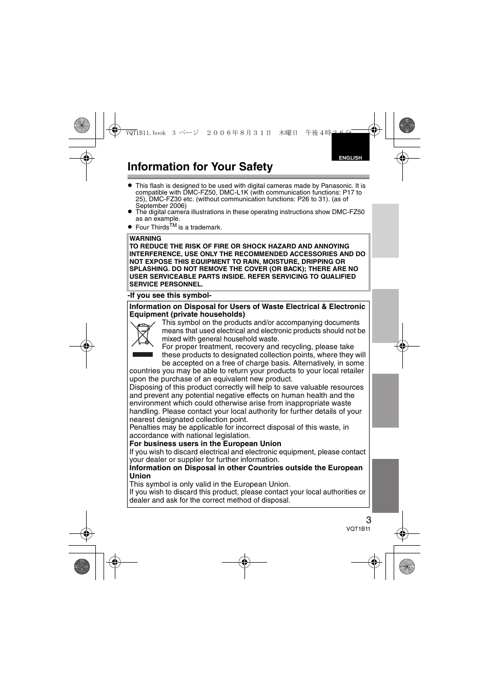 Information for your safety | Panasonic DMWFL360E User Manual | Page 3 / 196