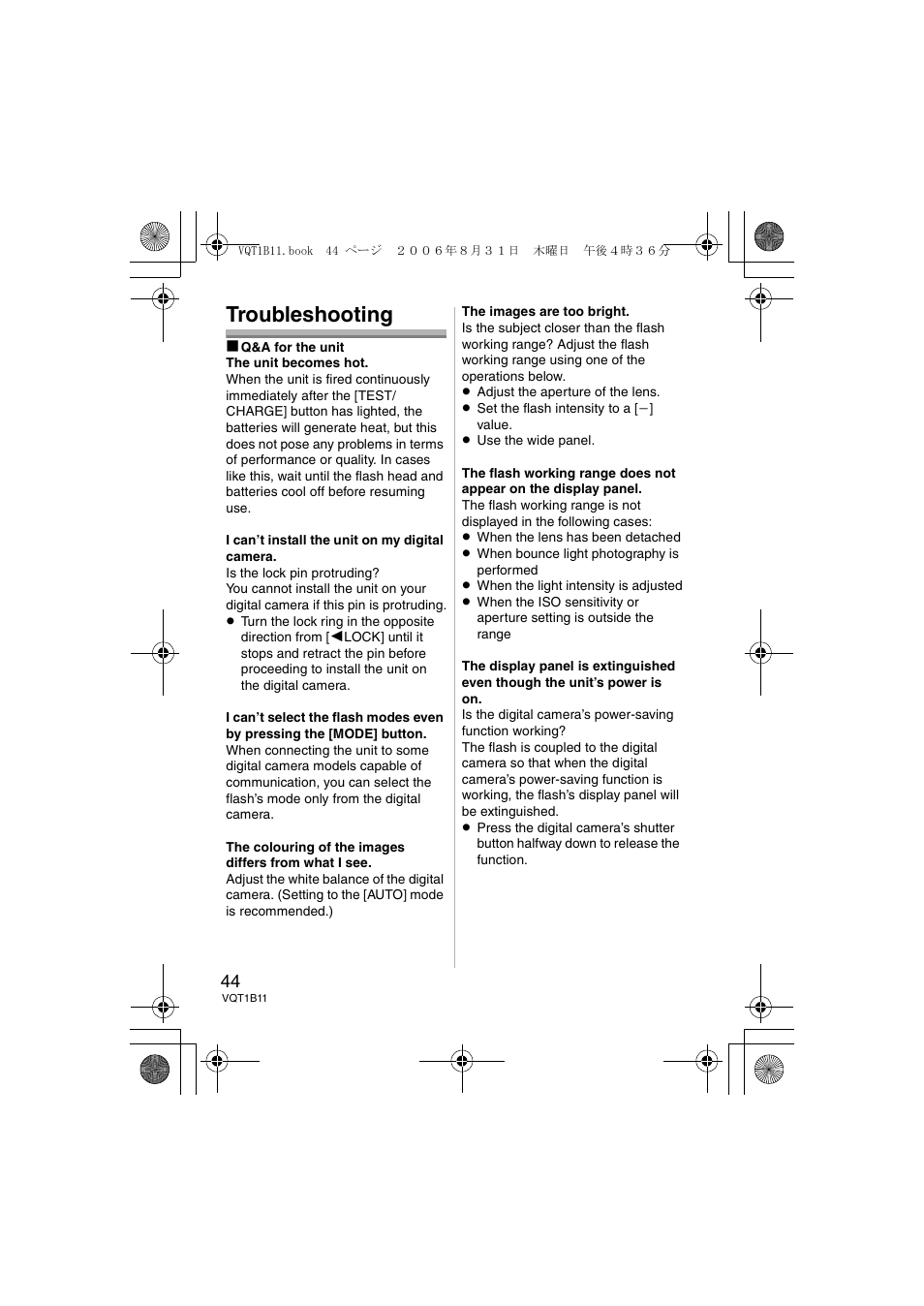 Troubleshooting | Panasonic DMWFL360E User Manual | Page 44 / 196