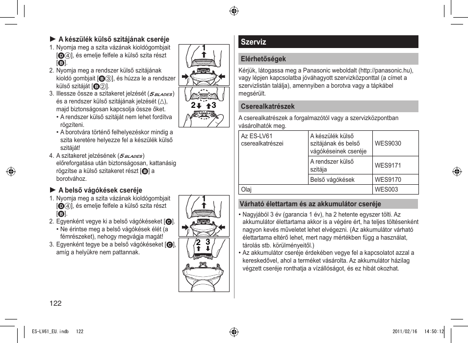 Panasonic ESLV61 User Manual | Page 122 / 142