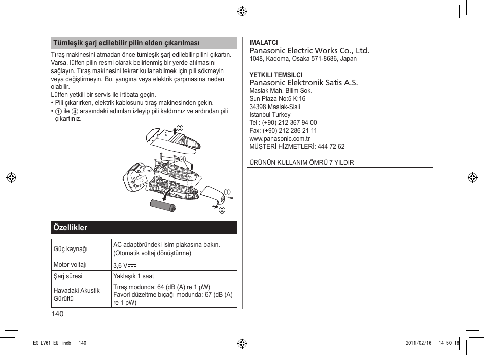 Panasonic ESLV61 User Manual | Page 140 / 142