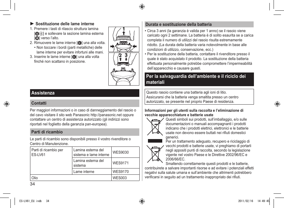 Panasonic ESLV61 User Manual | Page 34 / 142