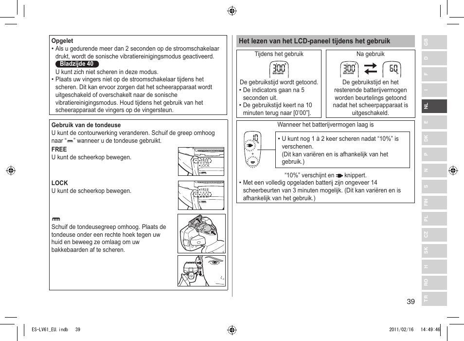 Panasonic ESLV61 User Manual | Page 39 / 142