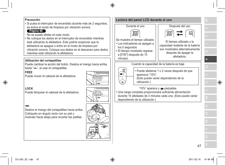 Panasonic ESLV61 User Manual | Page 47 / 142