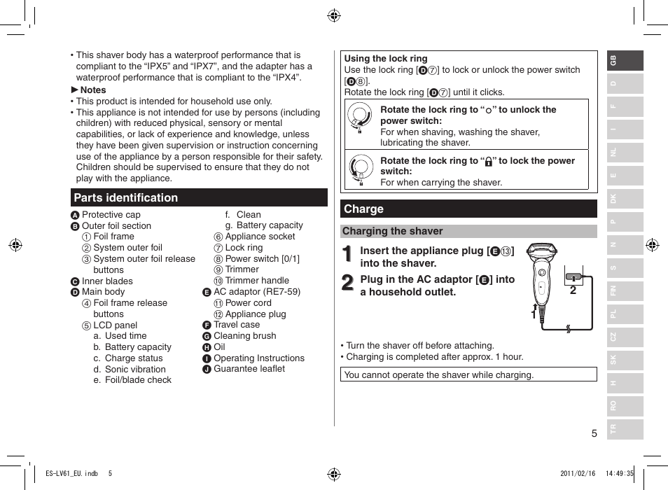 Panasonic ESLV61 User Manual | Page 5 / 142