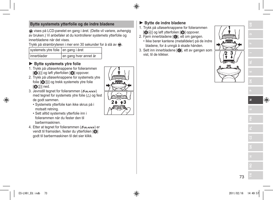 Panasonic ESLV61 User Manual | Page 73 / 142