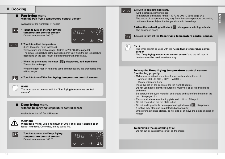 Ih cooking | Panasonic KYB64BXBXD User Manual | Page 11 / 62